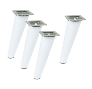 4x Noga do mebli, stolika drewniana, buk biała skośna, zestaw 15 cm