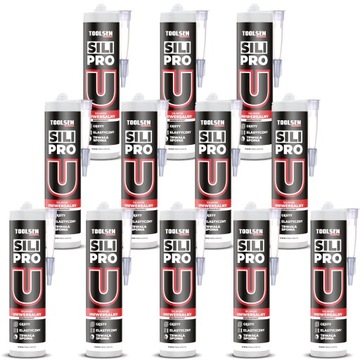12 x SILIPRO U Silikon UNIWERSALNY BEZBARWNY 310 ml GĘSTY 100% Silikonu