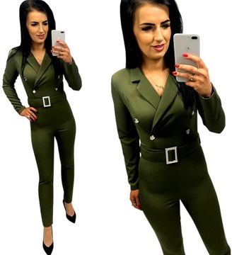 Kombinezon militarny z guzikami kopertowy khaki S