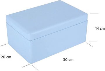 Синяя деревянная коробочка с крышкой 30х20х14 см.