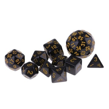 10 штук акриловых многогранных кубиков для игры DND RPG желтого цвета