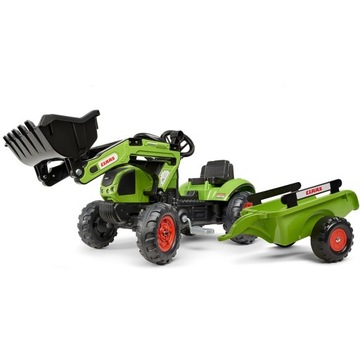 Зеленый трактор FALK Claas с прицепом и педальным ковшом на 2 года