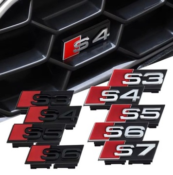 ЭМБЛЕМА передняя решетка Значок S4 Логотип AUDI черный 7x2,2см ПРЕМИУМ