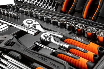Торцевые ключи NEO Tools, 143 элемента, большой набор инструментов, чемодан из хрома