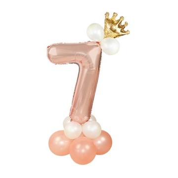 ZESTAW BALONÓW BALONY ROSE GOLD CYFRA 7 URODZINY