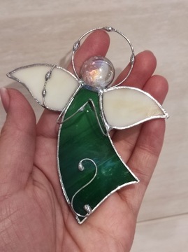 Витражный кулон Ангелочек Ангел летящие цвета