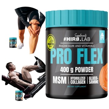 PRO FLEX NA STAWY KOLAGEN MSM KOŚCI 400g GLUKOZAMINA POMARAŃCZ hiro