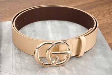 Ремень женский КОЖАНЫЙ, золото, БОЛЬШАЯ пряжка для ПЛАТЬЯ