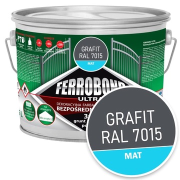 Farba do Metalu Żeliwa na Rdzę GRAFIT MAT RAL 7015 2,5L Ferrobond Ultra