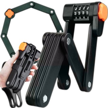 БОЛЬШОЙ ВЕЛОСИПЕДНЫЙ ЗАМОК, СКЛАДНОЙ КОМБИНИРОВАННЫЙ ЗАМОК, ЗАКАЛЕННАЯ АБС-СТАЛЬ