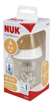 NUK BUTELKA 150 ML 0-6M FIRST CHOICE + SMOCZEK LATEKS M BIAŁA 10743876