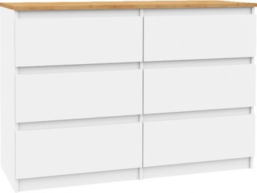 KOMODA 6 SZUFLAD 120CM SZAFKA BIAŁY-DĄB CRAFT