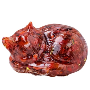 Natural Stone Sleeping Cat Figurine Positive Healing Energy