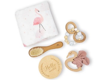 Wyprawka Dla Noworodka Zestaw Prezentowy 5 Elementów Różowy Baby Box Shower