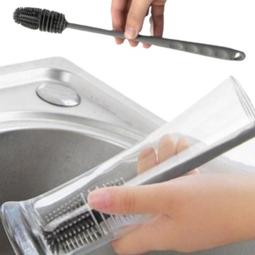 SZCZOTKA SILIKONOWA MYJKA DO MYCIA SZKLANEK BUTELEK PORCELANY DŁUGA