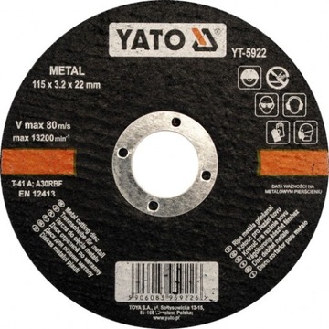 YT-5923 TARCZA DO CIĘCIA METALU 125X1,2X22 MM
