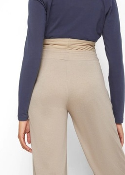 BA126 SPODNIE CIĄŻOWE Z ELASTYCZNĄ WSTAWKĄ DRESOWE 40/42 BEŻOWE