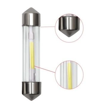 Светодиодные лампы C5W 39 мм накаливания, белая трубка, 12 В