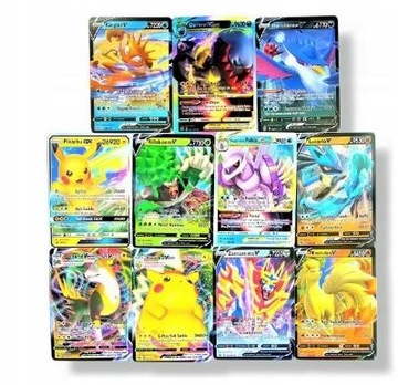 Карты Pokemon, 10 пакетиков, набор из 100 карт, бесплатная подарочная золотая карта
