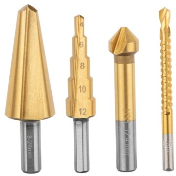 WIERTŁA STOPNIOWE ROZWIERTAK POGŁĘBIACZ ZESTAW 4SZ