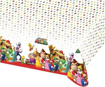 OBRUS PLASTIKOWY URODZINOWY MARIO BROS 180x120 cm