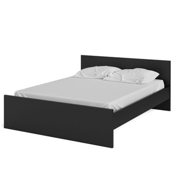 ŁÓŻKO PODWÓJNE minimalizm czarny mat 145 cm x 198 cm NAIA