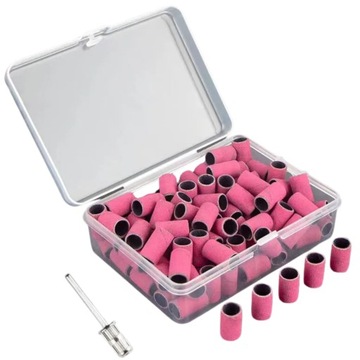 Розовые абразивные диски для педикюра №240 + носитель 50 шт, набор в коробке