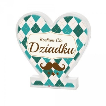 Drewniana tabliczka serce z podstawką dla Dziadka
