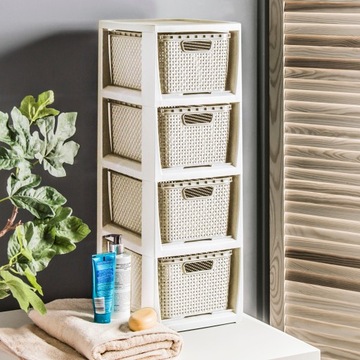 КНИЖНЫЙ ШКАФ, ШКАФ, СУНДУК, ПОЛКА С 4 КОРЗИНАМИ, РОТАН БРАНК