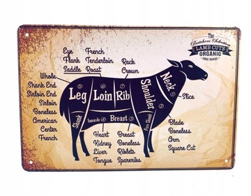 SZYLD METALOWY VILLAGE PIĘKNY STYL LOFT LAMB CUTS.