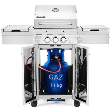 Grill gazowy Ogrodowy Żeliwny 2+1 Yoer 10,15 kW +Nierdzewny +PALNIK BOCZNY