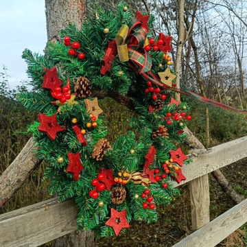 БОЛЬШОЙ РОЖДЕСТВЕНСКИЙ ВЕНОК XXL 60 СМ С ПОДСВЕТКОЙ