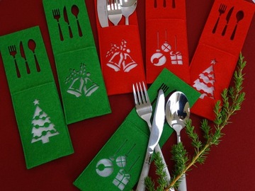 РОЖДЕСТВЕНСКИЕ ЧЕХОЛЫ ДЛЯ СТОЛОВЫХ ПРИБОРОВ, ТРАВЯНЫЕ РОЖДЕСТВЕНСКИЕ ПРИБОРЫ