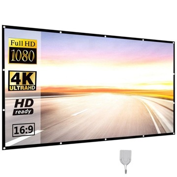 Проекционный экран 60 дюймов/72 дюйма/84 дюйма/100 дюймов/120 дюймов/150 дюймов Складной проекционный экран 150 дюймов с 12 крючками