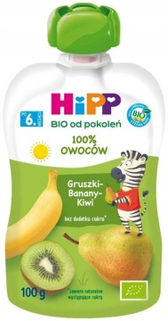 HiPP BIO 100% mus owocowy gruszka banan kiwi 100 g