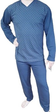 PIŻAMA MĘSKA 3XL 4XL 5XL SZARY GRANAT NIEB BAWEŁNA