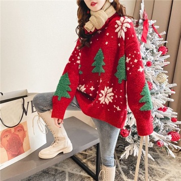 ЖЕНСКИЙ КРАСНЫЙ РОЖДЕСТВЕНСКИЙ ДЖЕМПЕР С РОЖДЕСТВЕНСКОЙ ЕЛКОЙ