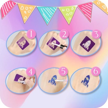 Блестящие татуировки 200+ шаблонов + 24 цвета полной комплект для детей