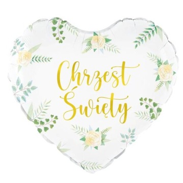 Balon foliowy serce Chrzest Święty 45cm