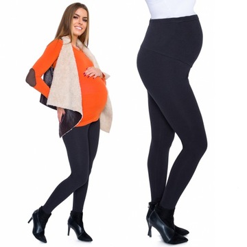 OCIEPLANE LEGGINSY CIĄŻA DŁUGIE PANEL BAWEŁNA XL