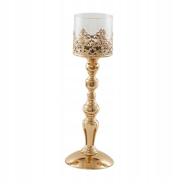 Szklany Świecznik Tea Light Sparkling 13x39cm