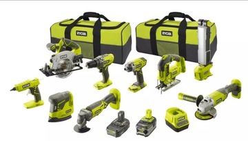 RYOBI ZESTAW NARZĘDZI COMBO 9 elem 18V 2xBATERIA