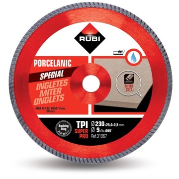RUBI 31967 TARCZA DIAMENTOWA TPI 230 SUPER PRO 25,4MM DO UKOSOWANIA GRESU