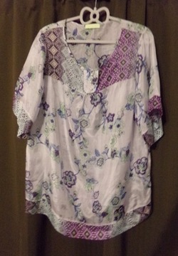 БЛУЗКА MONGUL Размер XXL С ЦВЕТАМИ 100% ШЕЛК