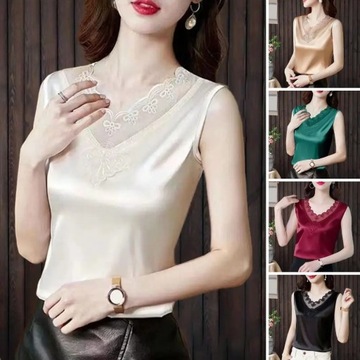 Women Blouse Women Solid Lace Tank Top Lady Soft S