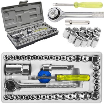 НАБОР ТОРЦЕВЫХ КЛЮЧЕЙ ТОРЦЕВЫЕ КЛЮЧИ 40EL СТАЛЬНОЙ КОРПУС АДАПТЕРЫ С ХРАПОВКОЙ