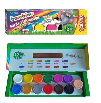 Farby plakatowe BAMBINO 12 kol 20 ml