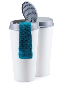 Kosz biurowy na śmieci Podwójny 50L do segregacji Łazienkowy 2 Komory 55cm