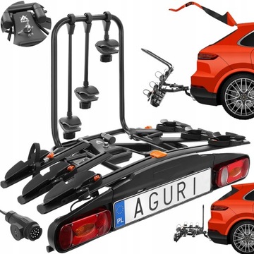 Bagażnik rowerowy hak Aguri ACTIVE BIKE 4 black platforma rowerowa uchylna