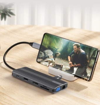 АДАПТЕР-ХАБ 12-в-1 USB-C DisplayPort VGA HDMI Gigabit Ethernet USB 3.0 RJ45